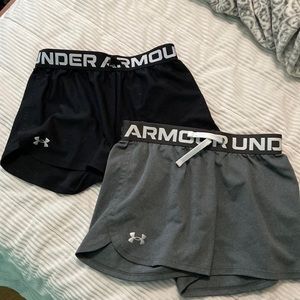 TWO pairs of GIRLS Under Armour Play Up shorts